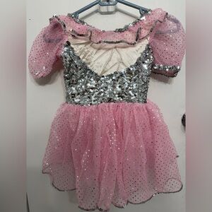 Dance Class Pink Sequin Tulle Dance Costume Dress